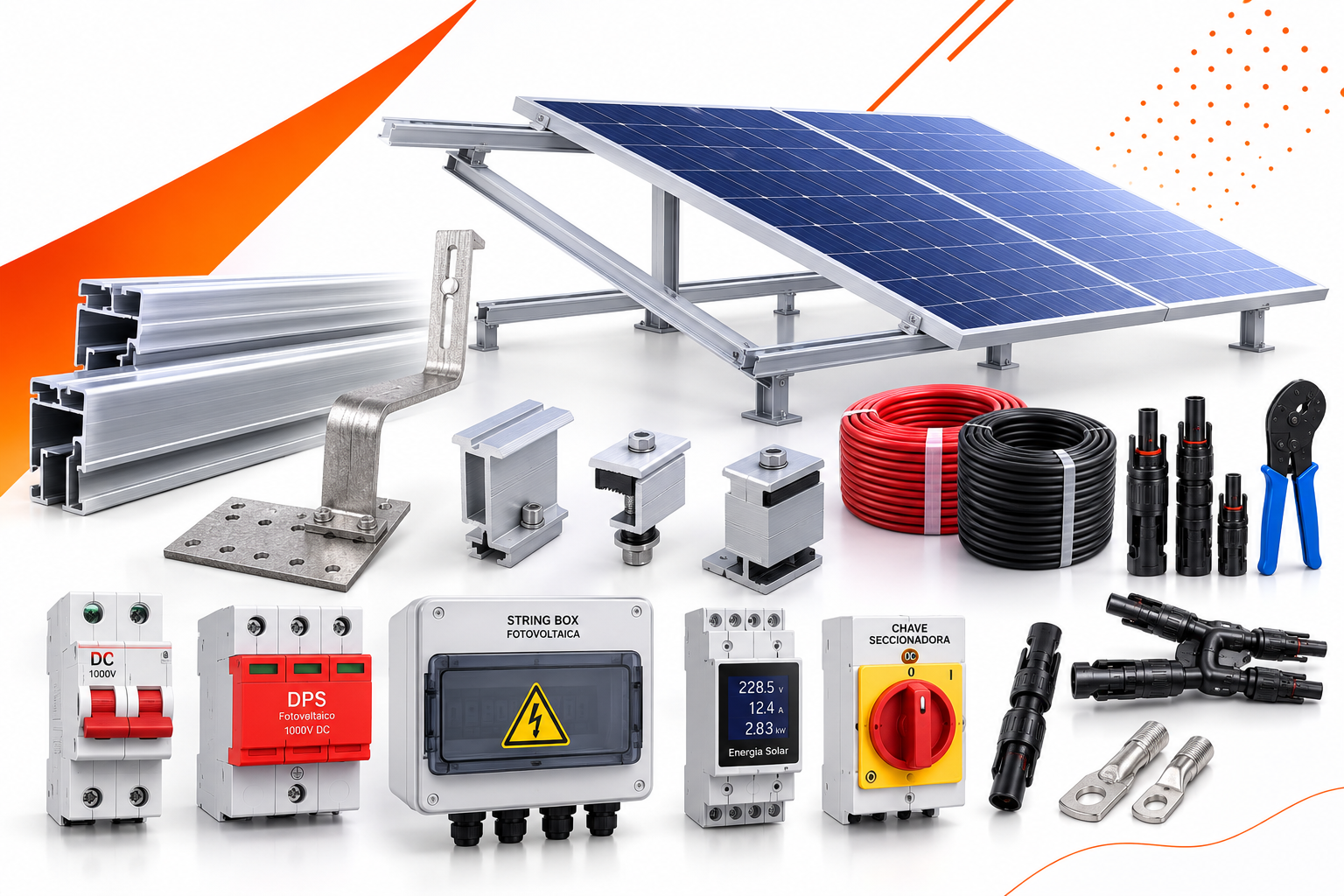 Componentes de proteção e desligamento para sistemas fotovoltaicos